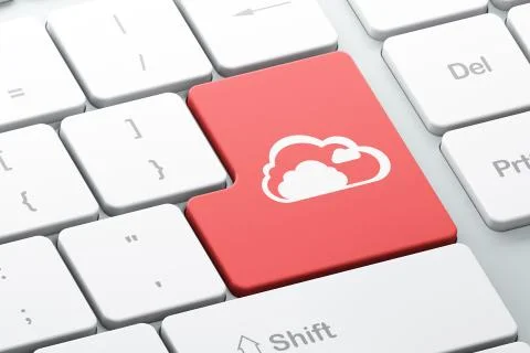 Networking concept: Cloud on computer keyboard background Stock Illustration