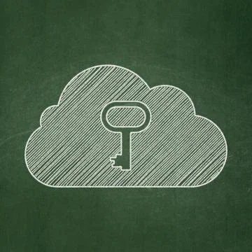Networking concept: Cloud With Key on chalkboard Stock Illustration