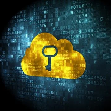 Networking concept: Cloud With Key on digital background Stock Illustration