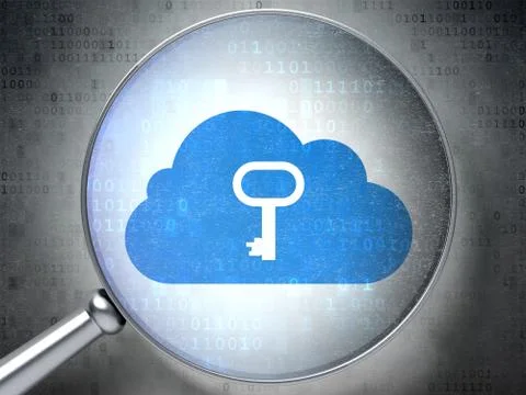 Networking concept: Cloud With Key with optical glass on digita Stockillustratie