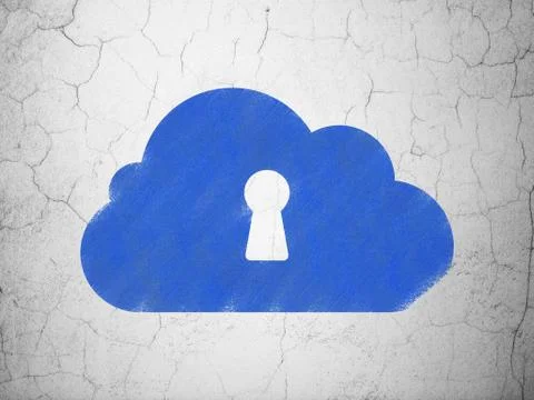 Networking concept: Cloud With Keyhole on wall background Illustrazione stock