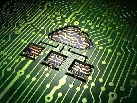 Networking concept: Cloud Network on circuit board background Stock Illustration