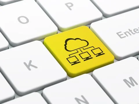 Networking concept: Cloud Network on computer keyboard background Illustrazione stock