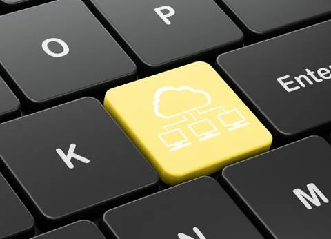 Networking concept: Cloud Network on computer keyboard background Stock Illustration