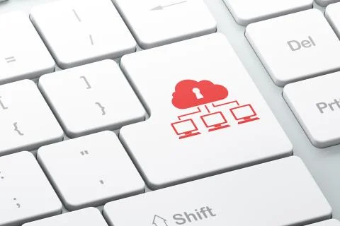 Networking concept: Cloud Network on computer keyboard backgroun Stock Illustration