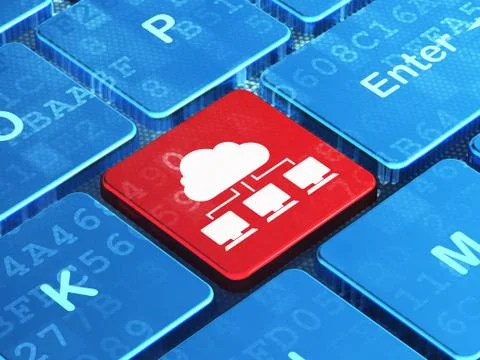 Networking concept: Cloud Network on computer keyboard backgroun イラスト素材