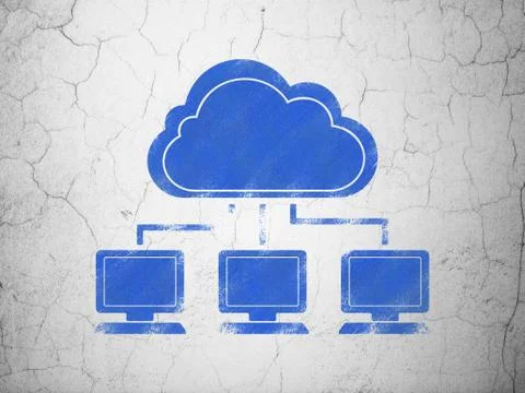 Networking concept: Cloud Network on wall background Illustrazione stock