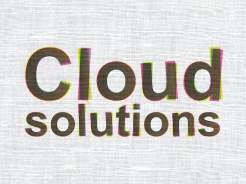 Networking concept: Cloud Solutions on fabric texture background Illustrazione stock