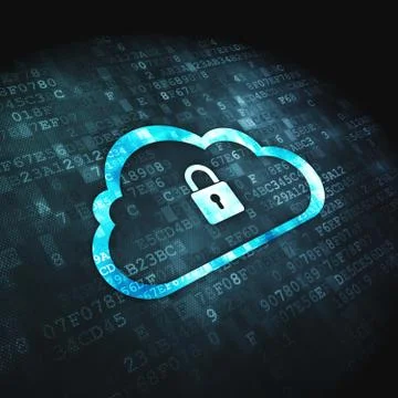 Networking concept: Cloud Whis Padlock on digital background Stock Illustration
