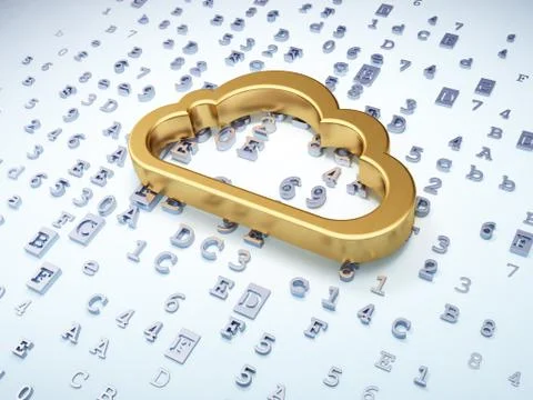 Networking concept: Golden Cloud on digital Stock Illustration