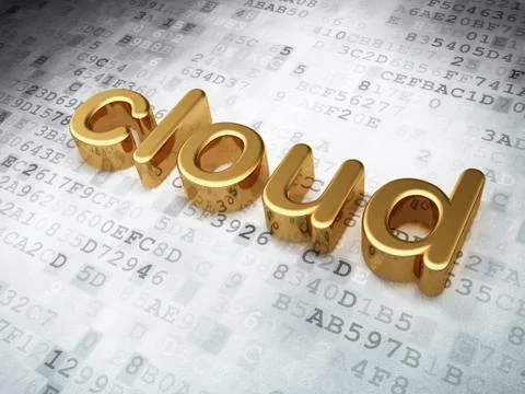 Networking concept: Golden Cloud on digital background Illustrazione stock