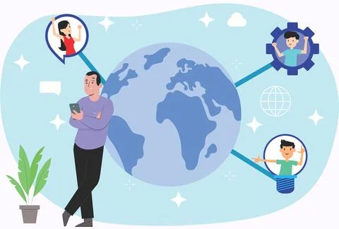 Networking Concept Illustration Vector Style Illustration Illustrazione stock