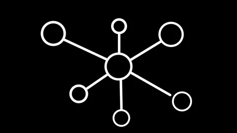 Networking concept. WHITE line icon animation on transparent black background Stock Footage 336977911