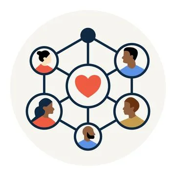 Networking Connected Together Circle Heart Stock Illustration