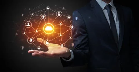 Networking connection concept with dark wallpaper Stock Photos