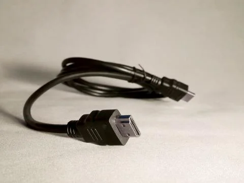 Networking connection data transfer cable port closeup view on white backdrop Stock Photos