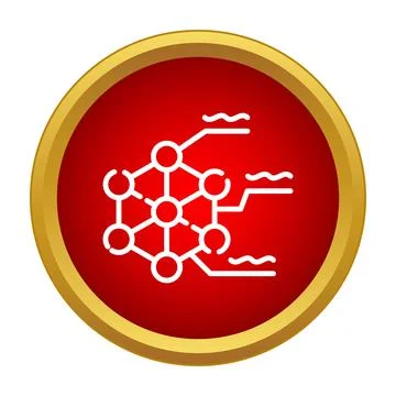 Networking data process icon on red circle Illustrazione stock