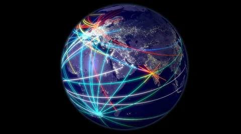 Networking Earth with alpha matte Stock Footage