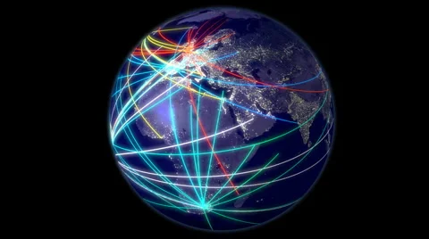 Networking Earth Animation with alpha matte Stock Footage