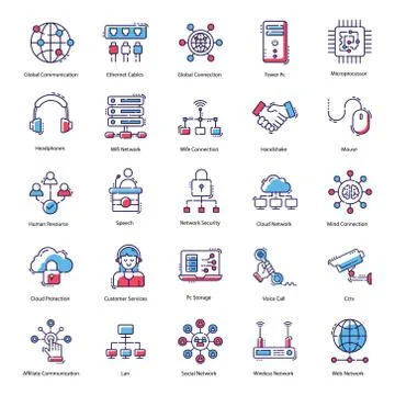 Networking Flat Icons Pack Stock Illustration