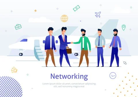 Networking with Foreign Partner Flat Vector Poster Stock Illustration