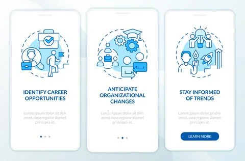 Networking goals blue onboarding mobile app screen Illustrazione stock