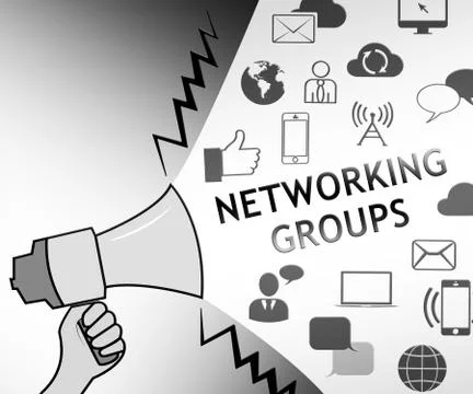 Networking Groups Representing Global Communications 3d Illustra Illustrazione stock