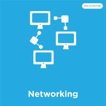 Networking icon isolated on blue background Free Stock Illustration