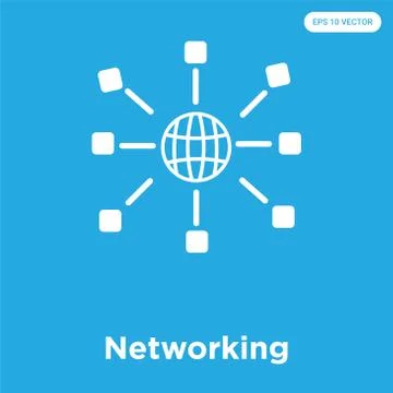 Networking icon isolated on blue background Free Stock Illustration