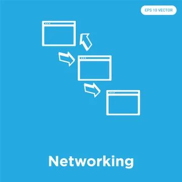 Networking icon isolated on blue background Free Stock Illustration