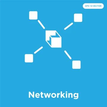 Networking icon isolated on blue background Free Stock Illustration