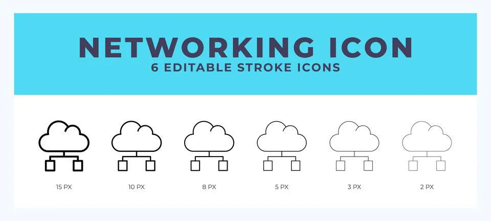 Networking icon set with different stroke. Vector illustration with editabl.. Stock Illustration