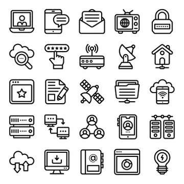Networking Line Icons Pack Illustrazione stock