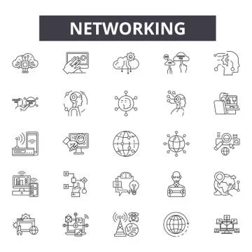 Networking line icons, signs, vector set, linear concept, outline illustration 스톡 일러스트