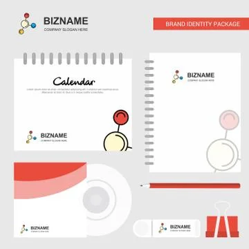 Networking Logo, Calendar Template, CD Cover, Diary and USB Brand Stationary  Stock Illustration