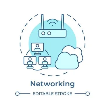 Networking monochrome blue concept icon 스톡 일러스트