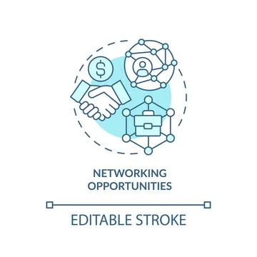 Networking opportunities turquoise concept icon Stock Illustration