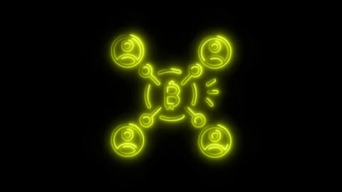 Networking Outline Icon in HD Video Neon Animation  Technology and Communic 動画素材 304374544