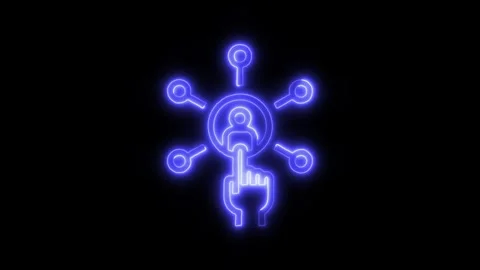 Networking Outline Icon in HD Video Neon Animation 動画素材 304553467