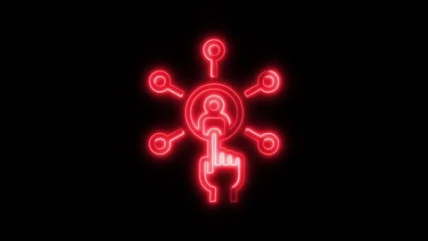Networking Outline Icon in HD Video Neon Animation 動画素材 304553471