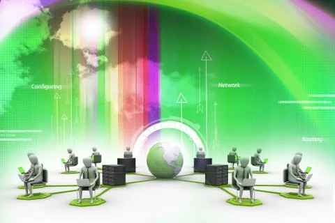 Networking people  with globe Ilustración de archivo