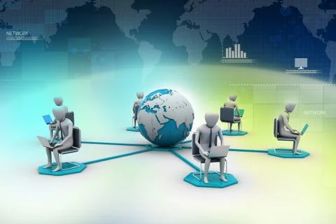 Networking people  with globe Stock Illustration