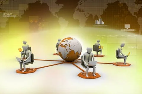 Networking people  with globe Stock Illustration