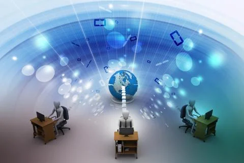 Networking people  with globe Stock Illustration