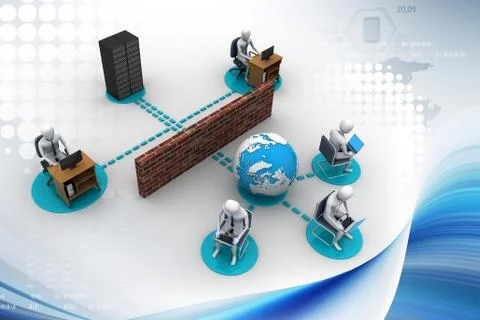 Networking people  with  globe Stock Illustration