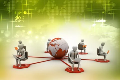 Networking people  with globe Stock Illustration