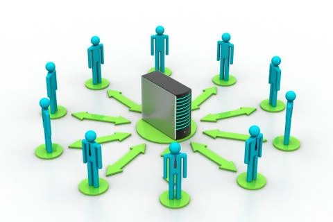 Networking people with server Free Stock Illustration