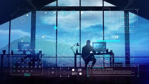 Networking, remote communication, contact searching and event scheduling. Illustrazione stock