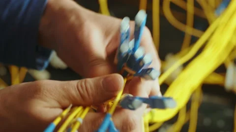 Networking service. network engineer administrator checking server hardware Stock Footage 132191849