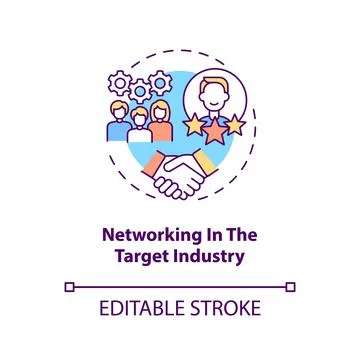 Networking in the Target industry concept icon Stock Illustration